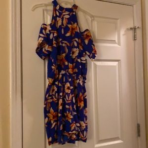 Blue floral shorts romper